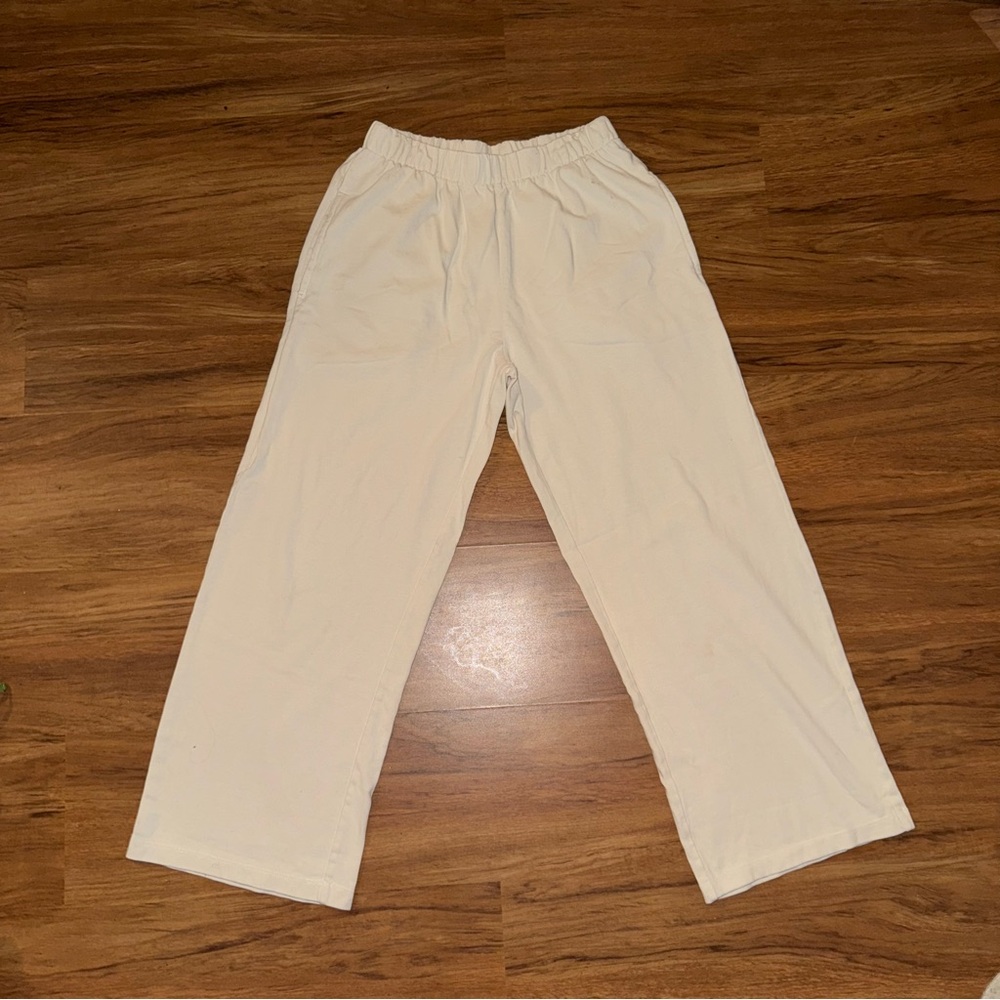 Brandy Melville Cream Elastic Waist Pants